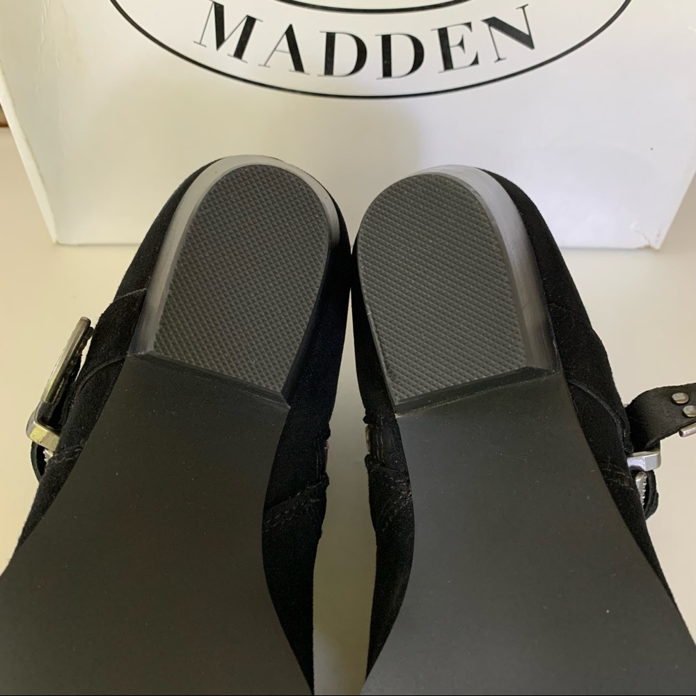 Steve Madden Cuff Black Suede Western Ankle Boots Buckle US 9.5 M - Picture 6 of 8